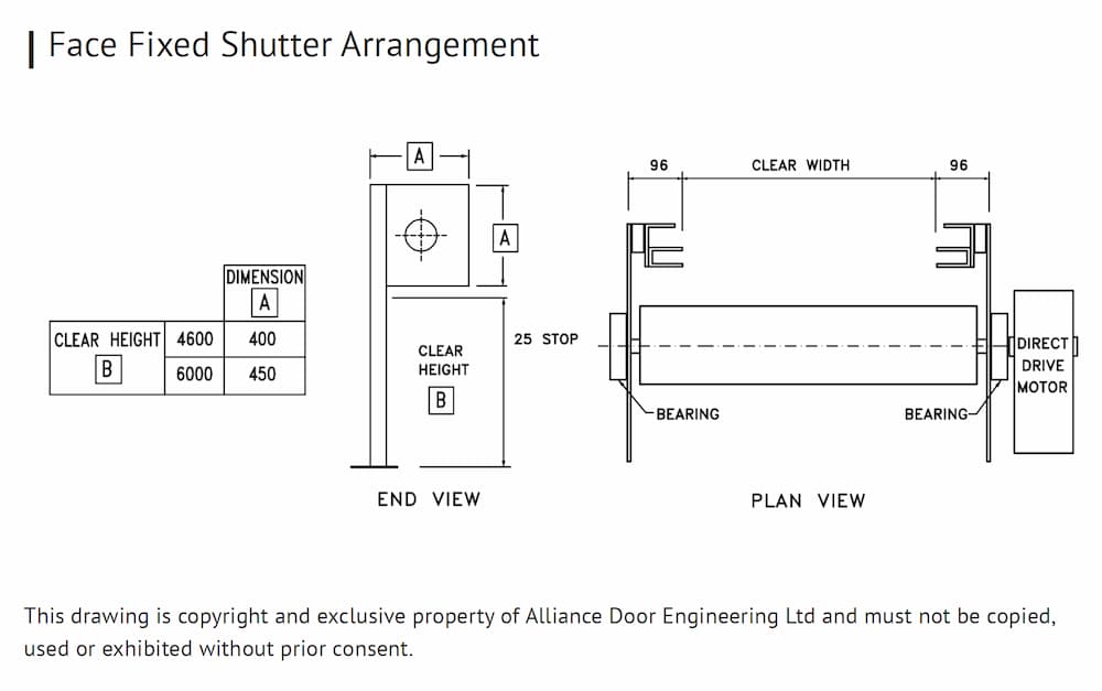 Schematic Drawing for  for S11DD industrial roller shutter by Alliance Doors